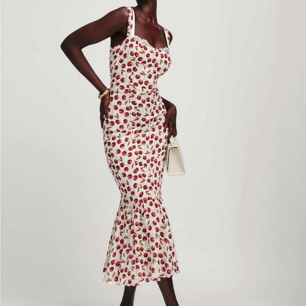 Reformation Irisa Dress Cherry Print Midi
